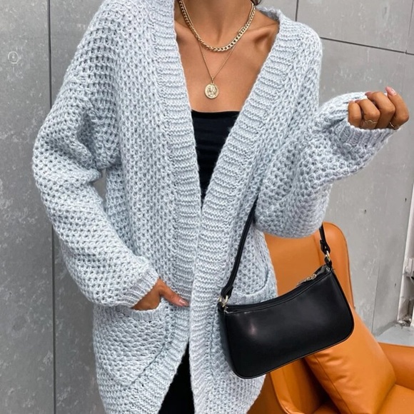 Sweaters - Baby Blue Cardigan with Pockets in M